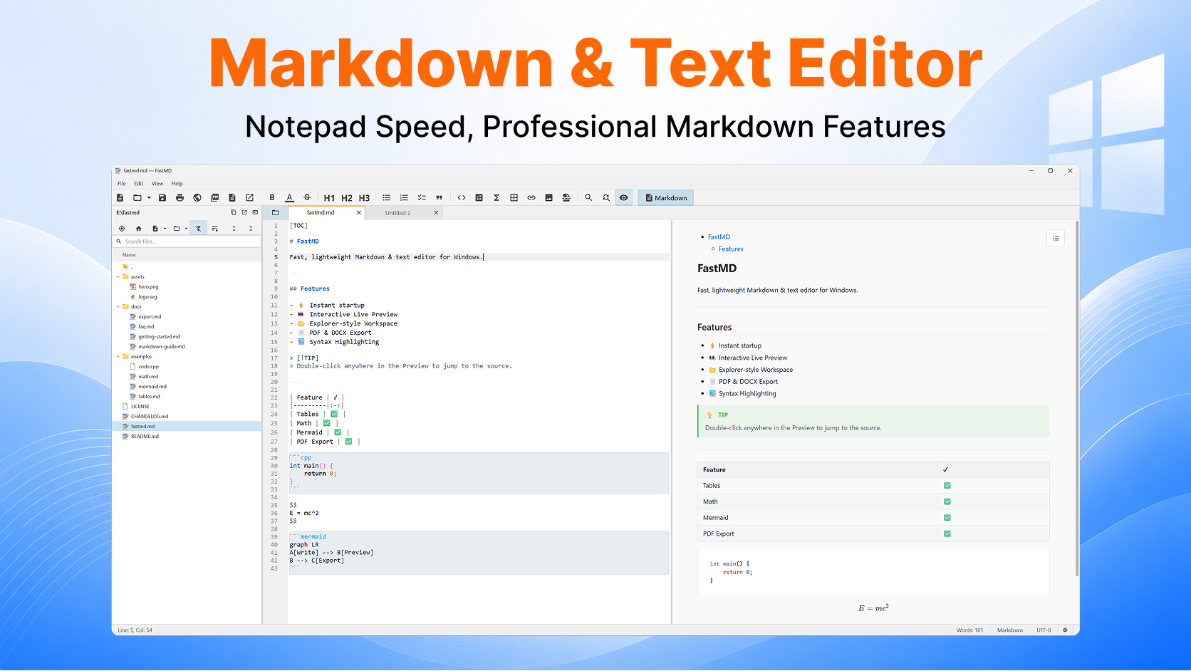 FastMD Markdown & Text Editor Screenshot