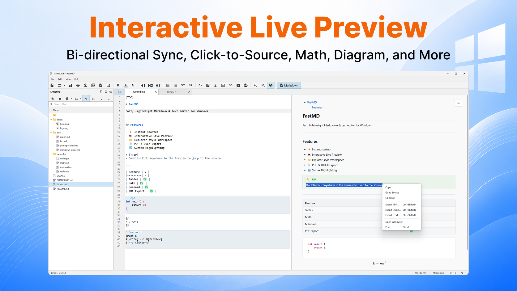 FastMD Interactive Live Preview Screenshot