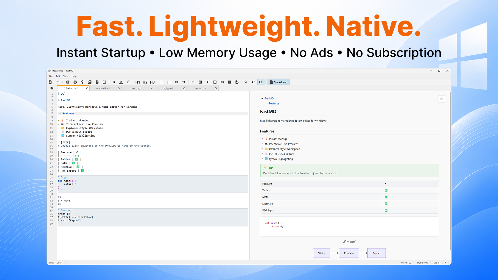 FastMD Lightweight Native Performance Screenshot