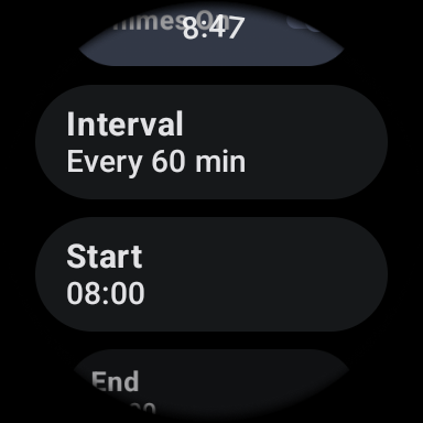 Wear OS - Interval Settings
